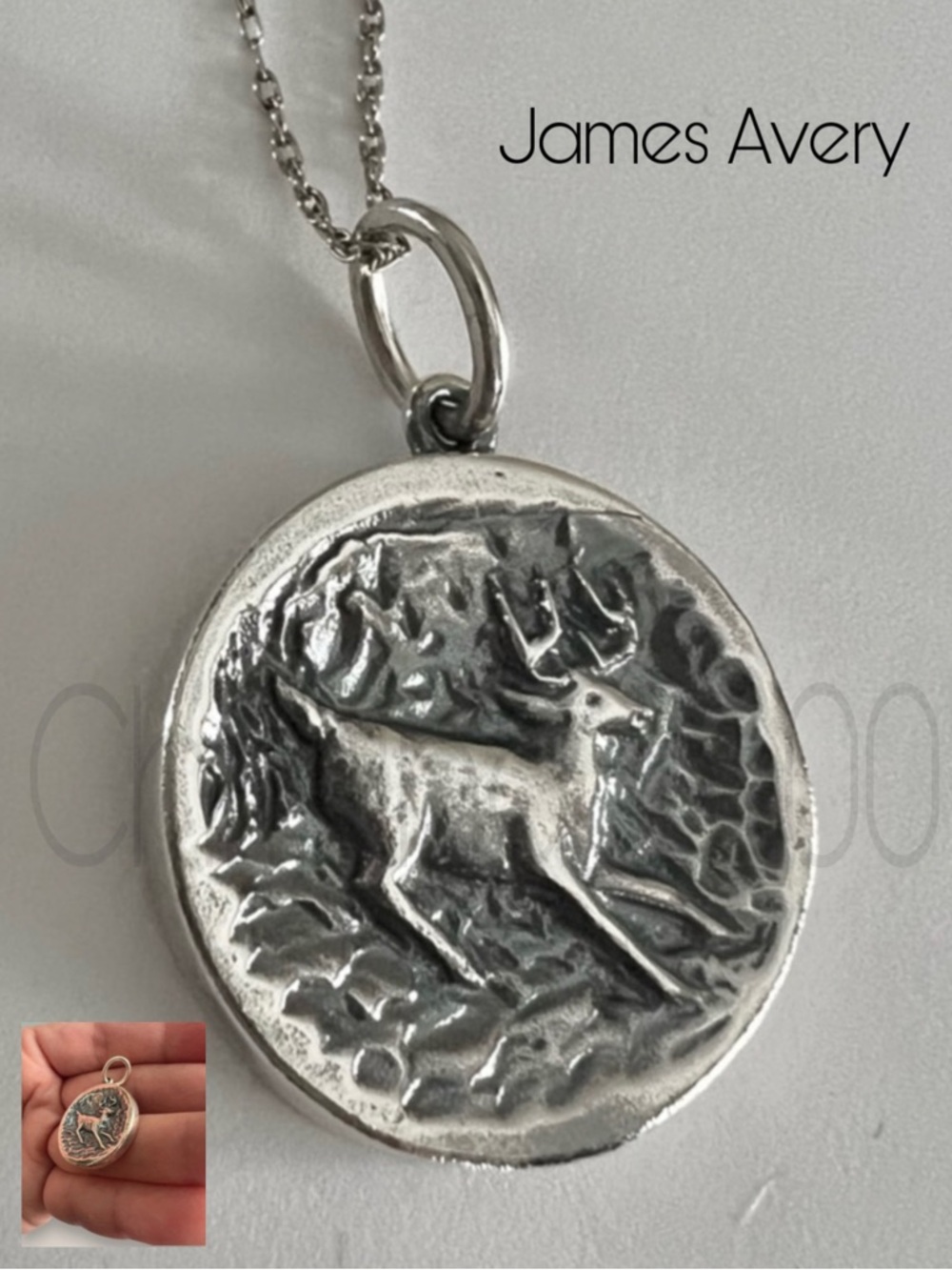 James Avery RARE deer buck textured relief pendant medallion